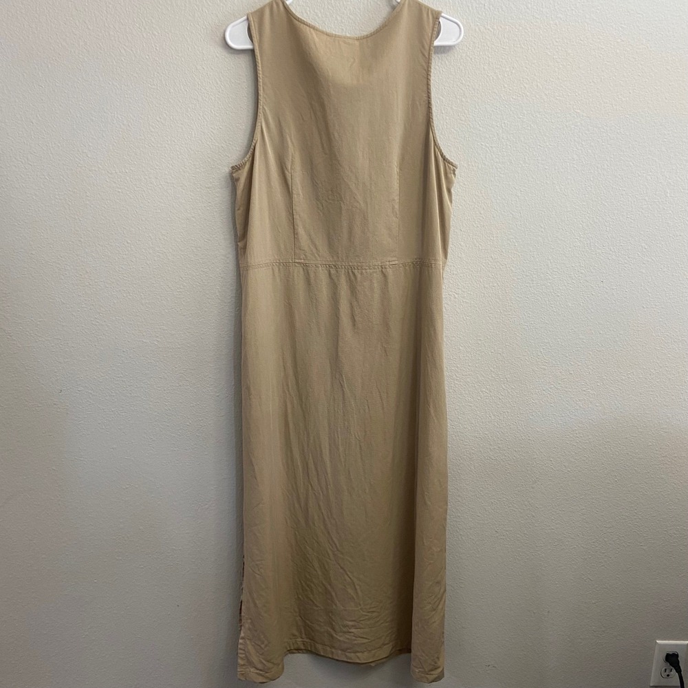Susan Bristol Womens‎ L Tan Tencel Lyocell Maxi Tank Dress Pockets Twill